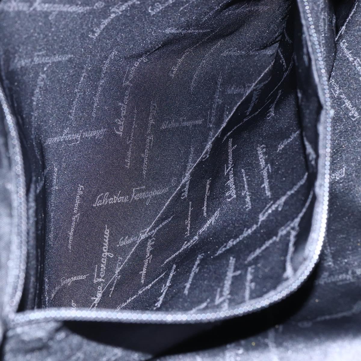 Salvatore Ferragamo Gancini Tote Bag Canvas Black Gold Auth BA7530