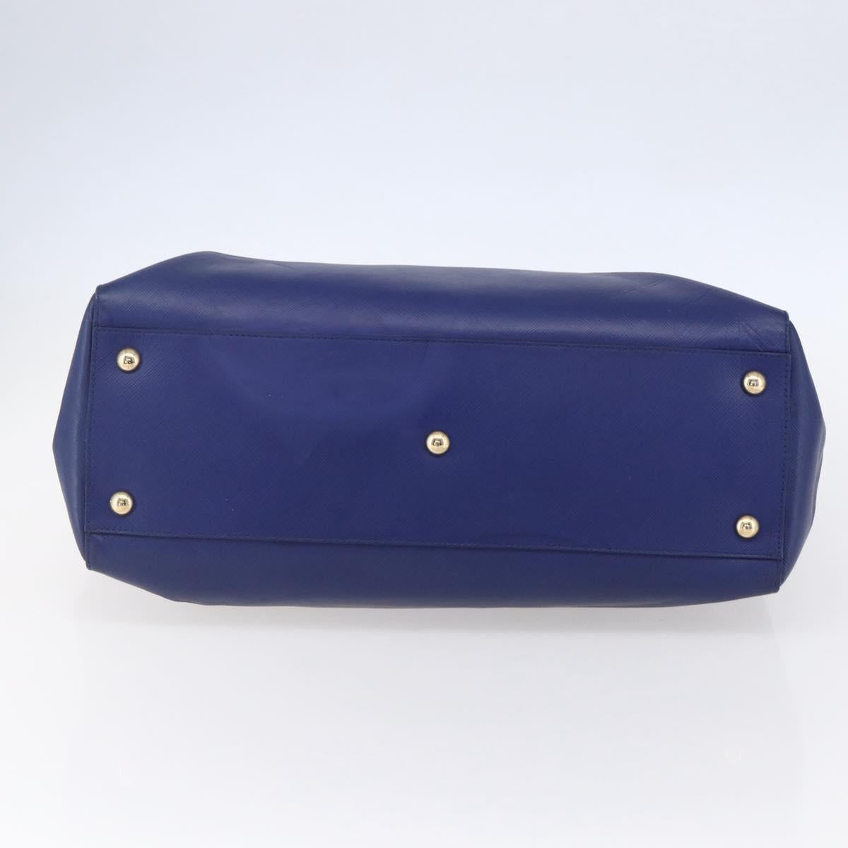 Salvatore Ferragamo Vala Chain Tote Bag Leather Blue Gold Auth BA7531