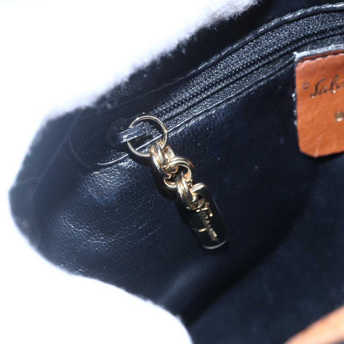 Salvatore Ferragamo Shoulder Bag Leather PVC Black Gold Auth BA7532