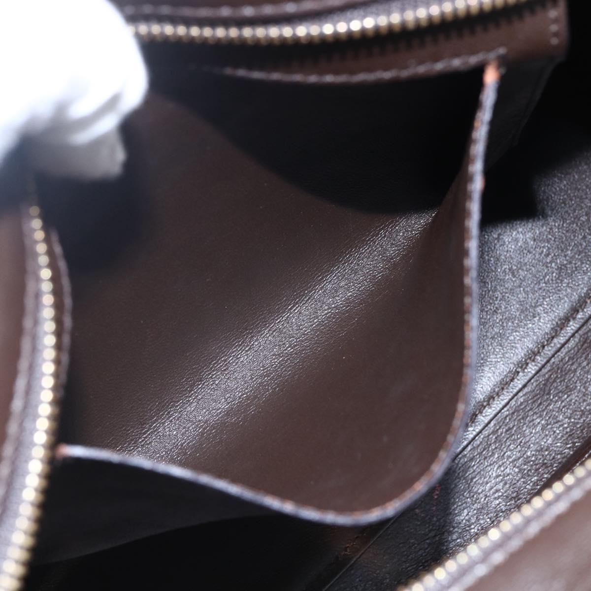 Salvatore Ferragamo Gancini Sophia Bag Leather 2way Dark Brown Gold Auth BA7538