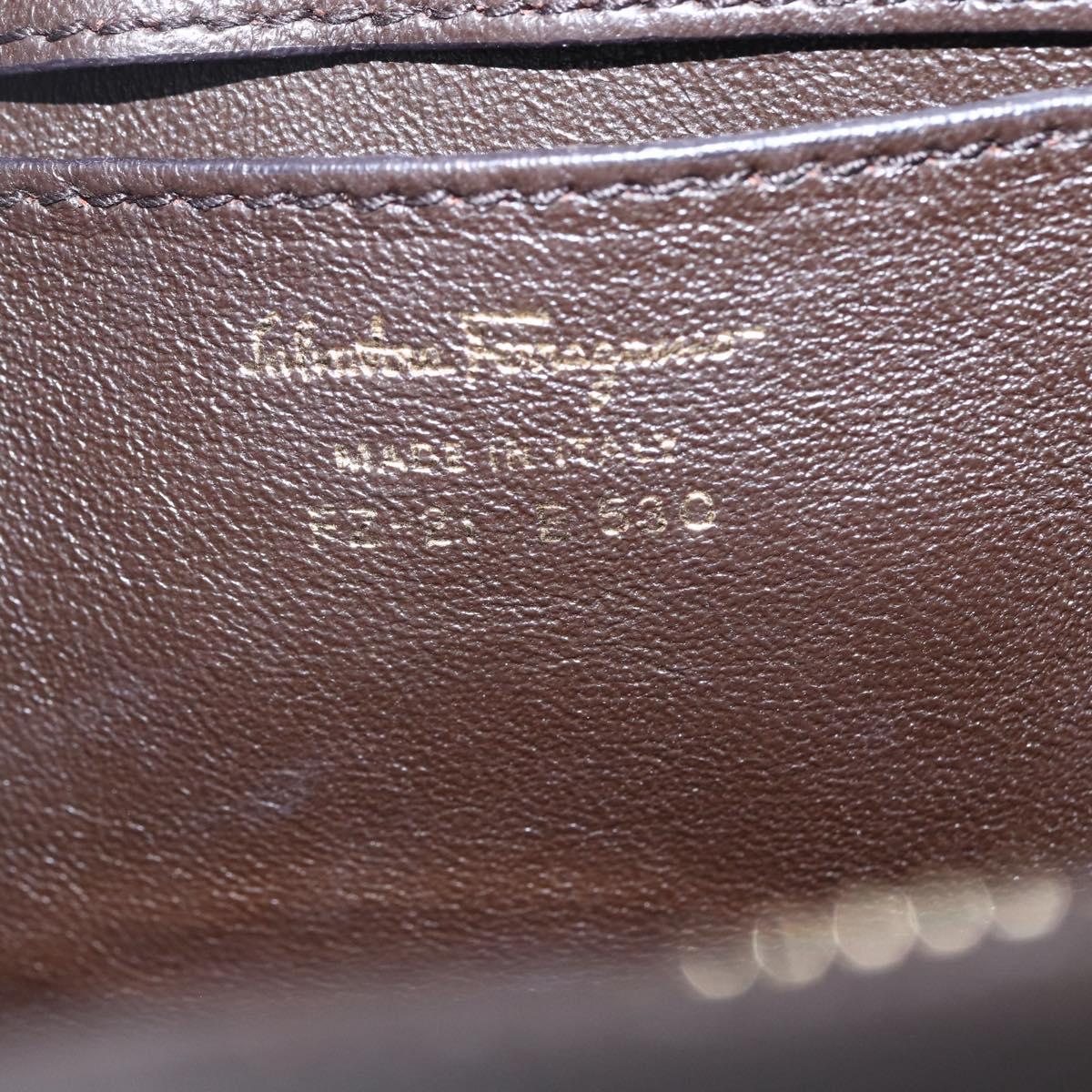 Salvatore Ferragamo Gancini Sophia Bag Leather 2way Dark Brown Gold Auth BA7538