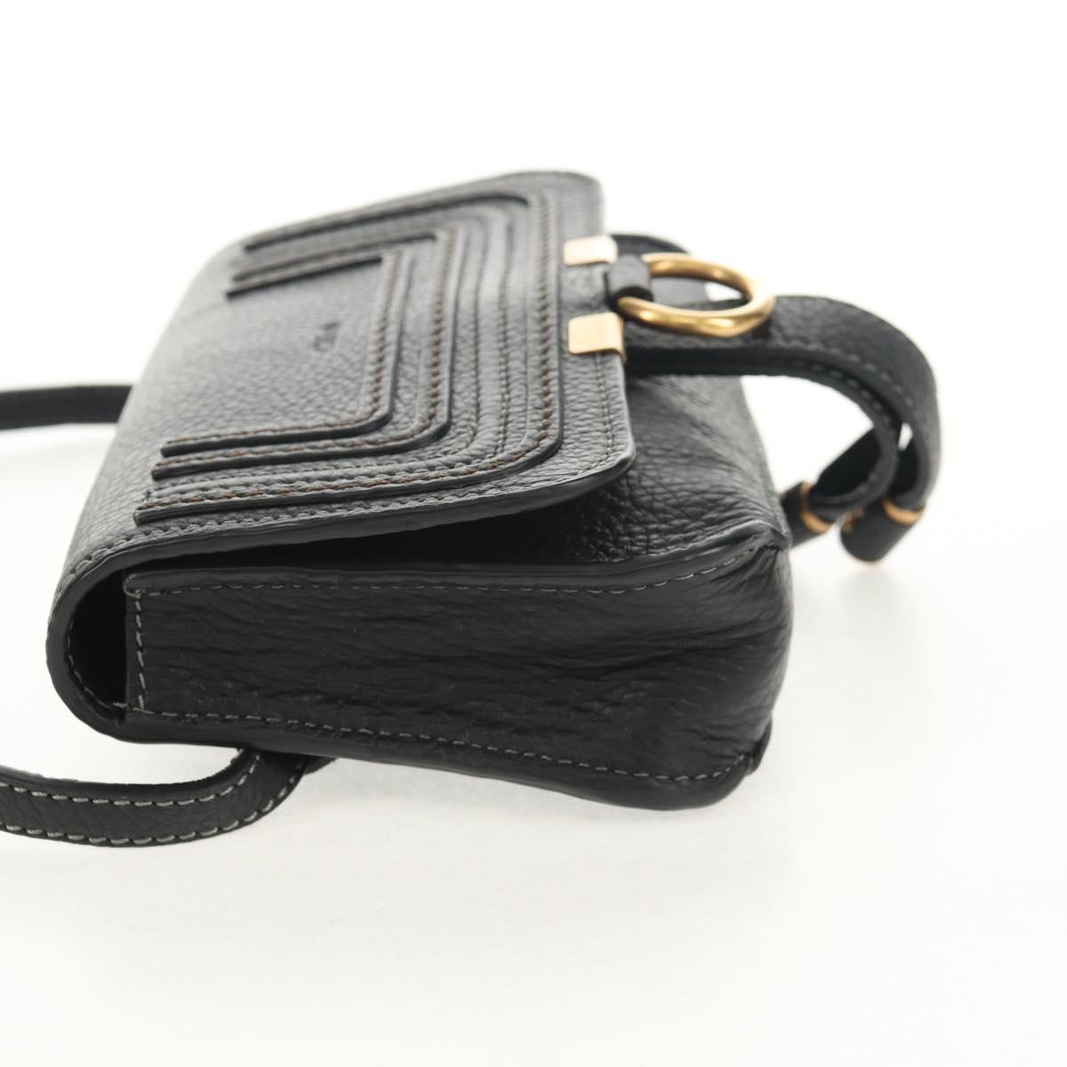 Chloe Mercy Waist Bag Leather Black Gold Auth BA7541