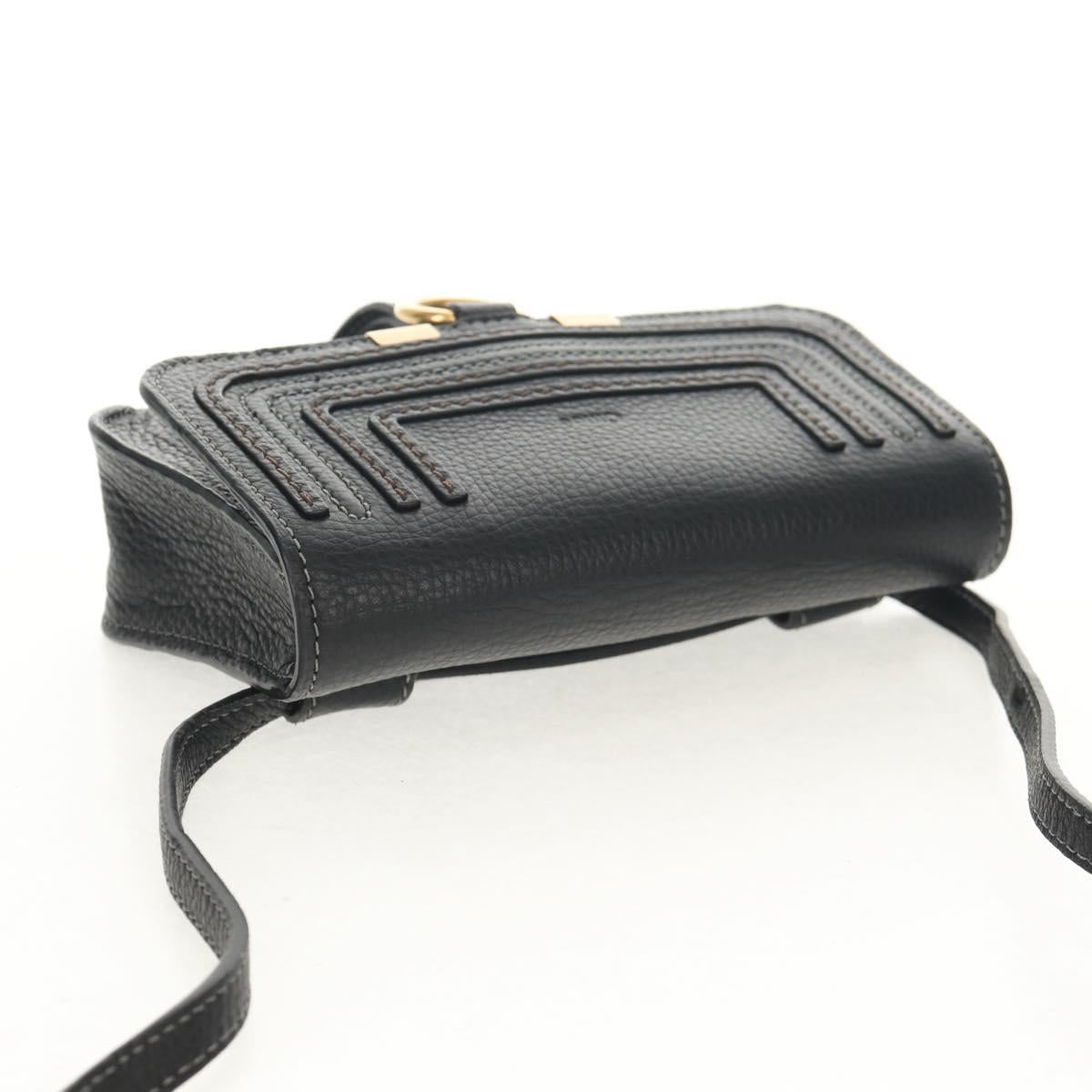 Chloe Mercy Waist Bag Leather Black Gold Auth BA7541