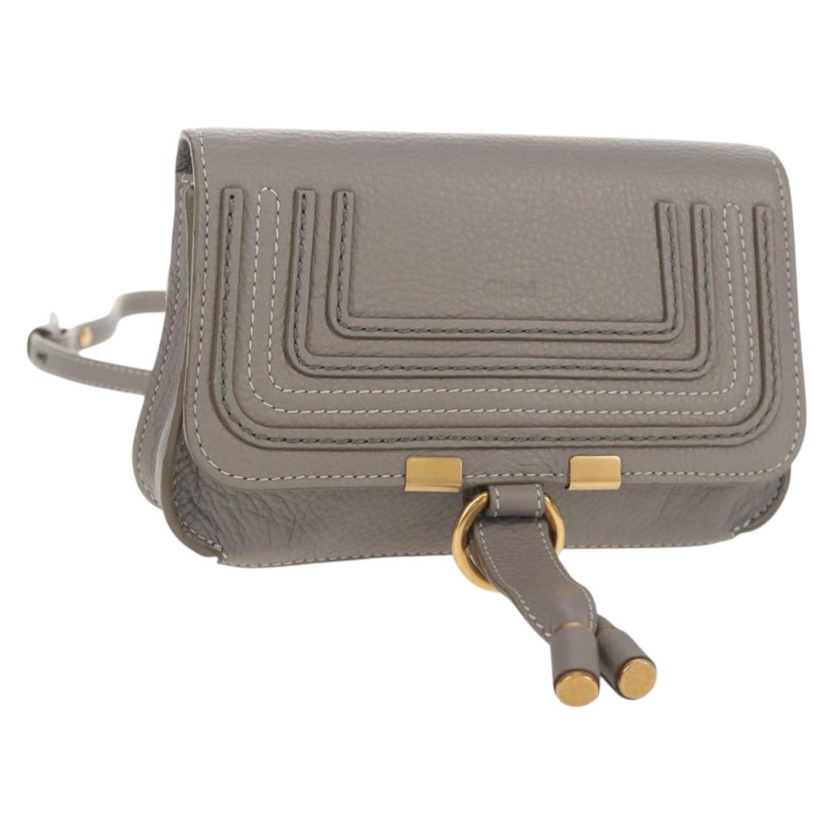 Chloe Mercy Waist Bag Leather Gray Gold Auth BA7542