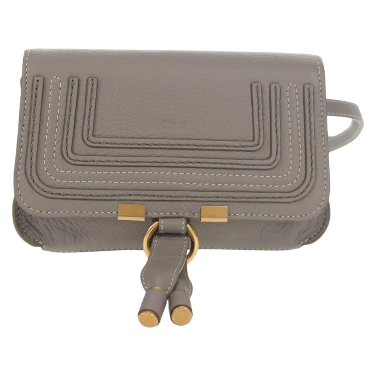 Chloe Mercy Waist Bag Leather Gray Gold Auth BA7542