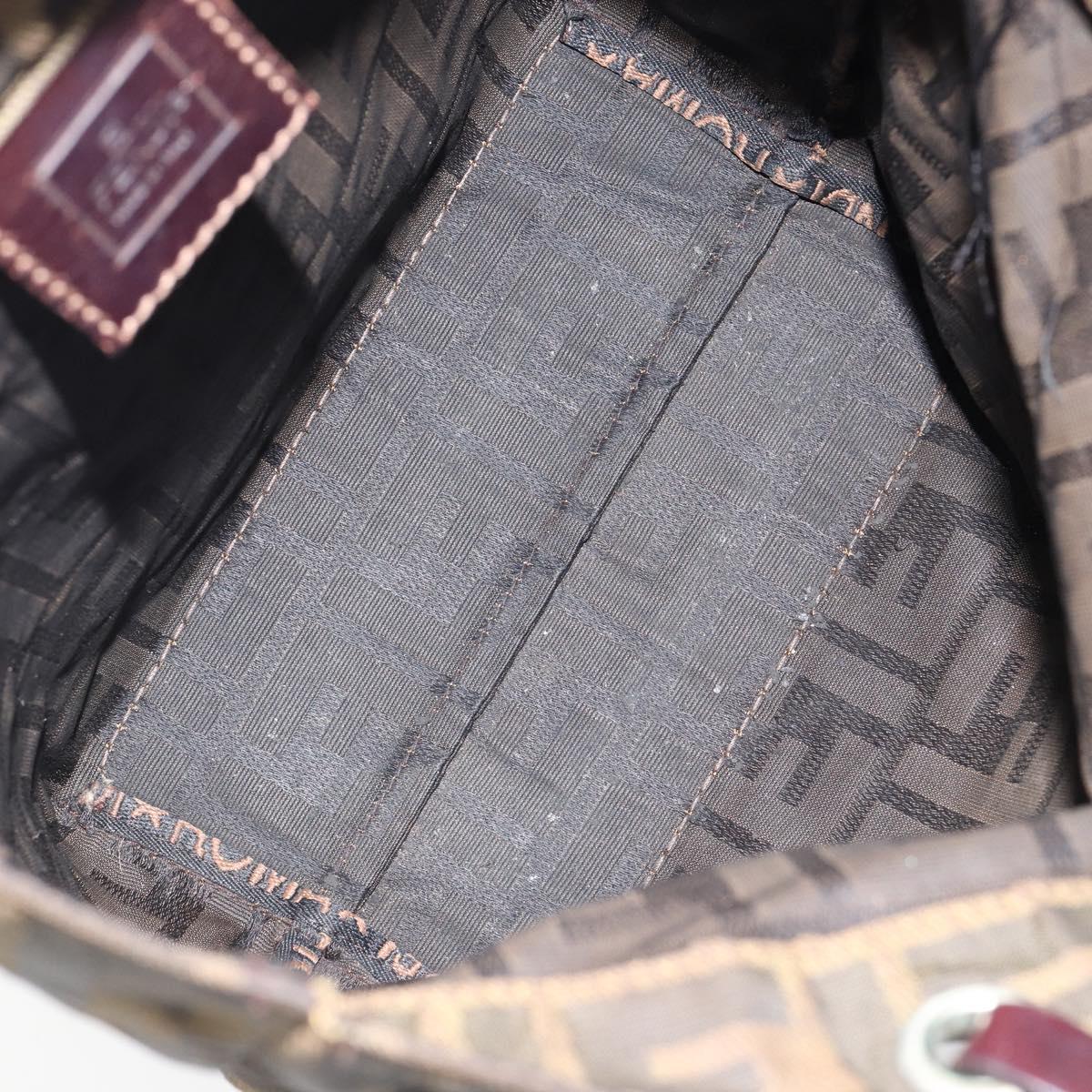 FENDI Zucca Canvas Hand Bag Black Brown Auth BA7544