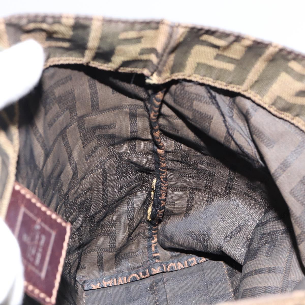 FENDI Zucca Canvas Hand Bag Black Brown Auth BA7544