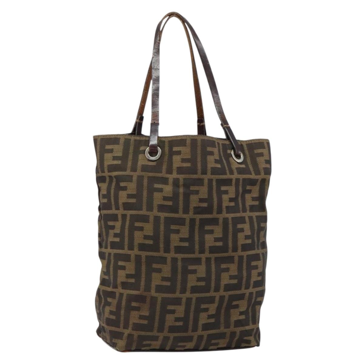 FENDI Zucca Canvas Hand Bag Black Brown Auth BA7544