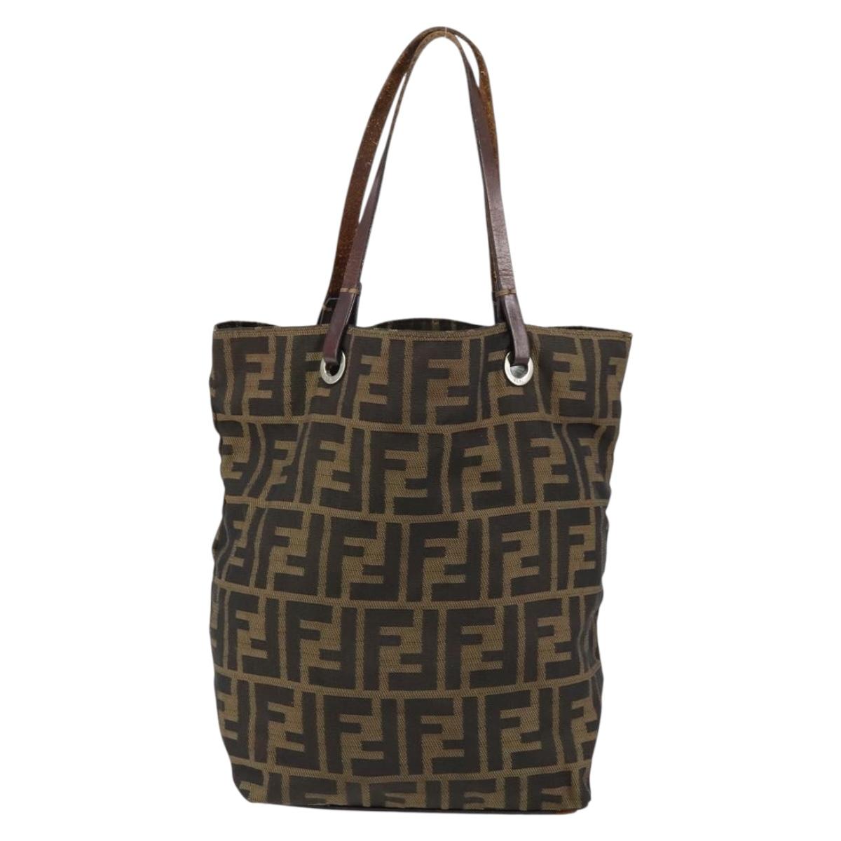 FENDI Zucca Canvas Hand Bag Black Brown Auth BA7544