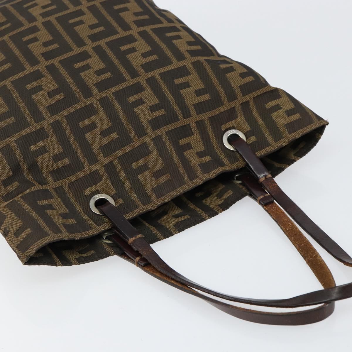 FENDI Zucca Canvas Hand Bag Black Brown Auth BA7544