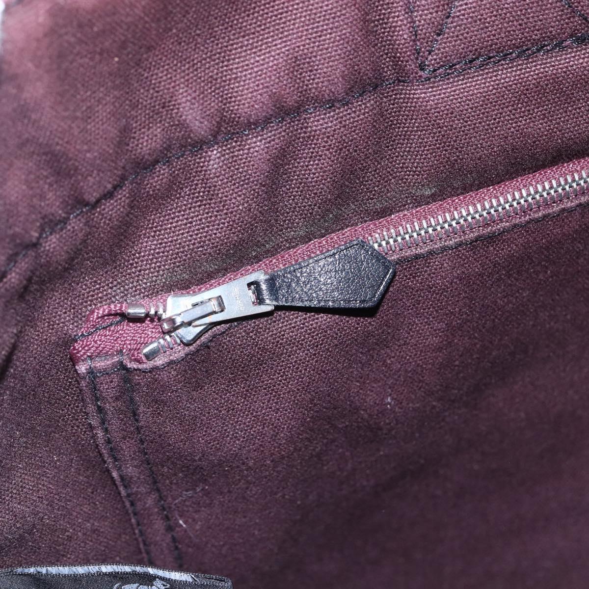 HERMES Fourre Tout MM Hand Bag Canvas Bordeaux Black Auth BA7546