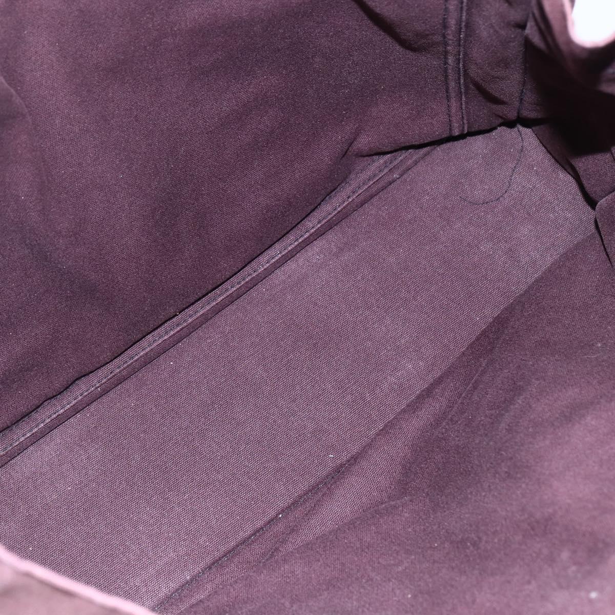 HERMES Fourre Tout MM Hand Bag Canvas Bordeaux Black Auth BA7546