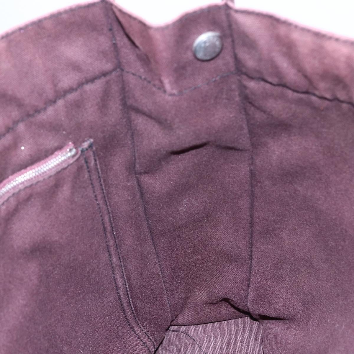 HERMES Fourre Tout MM Hand Bag Canvas Bordeaux Black Auth BA7546