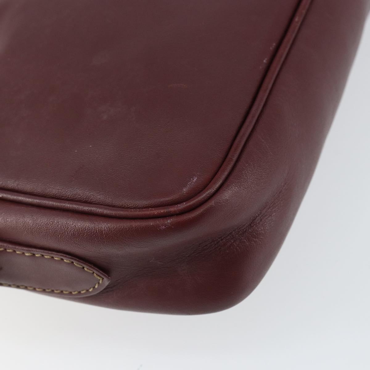 CARTIER Must Line Shoulder Bag Leather Bordeaux Gold Auth BA7547
