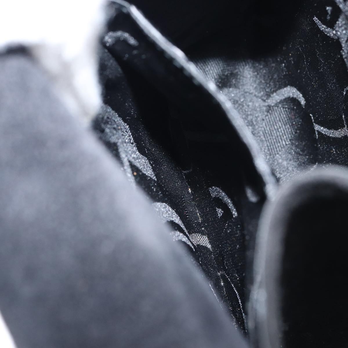 Salvatore Ferragamo Hand Bag Suede Black Silver Auth BA7548