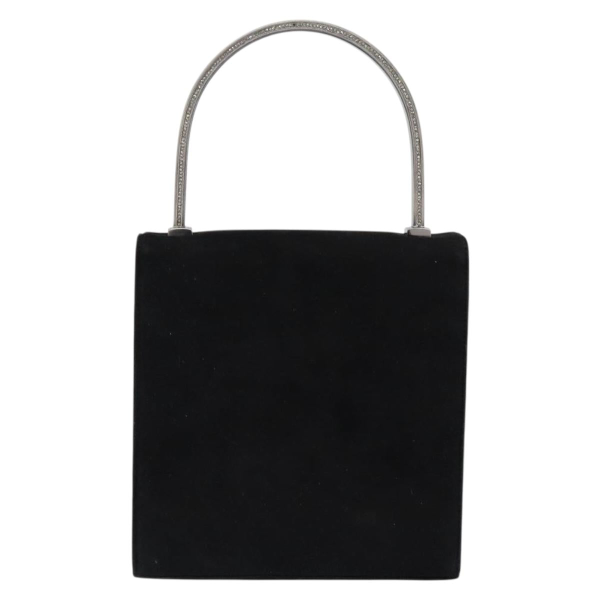 Salvatore Ferragamo Hand Bag Suede Black Silver Auth BA7548