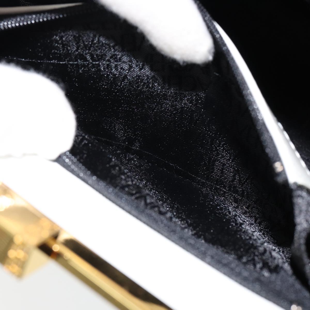 Gianni Versace Hand Bag Leather White Gold Auth BA7549