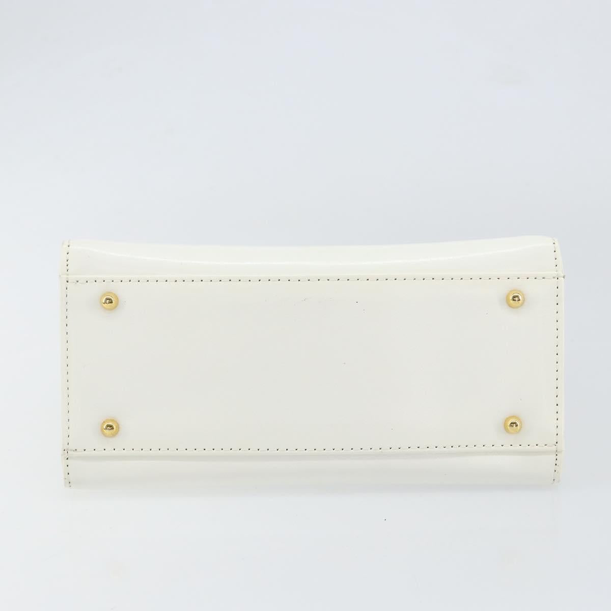 Gianni Versace Hand Bag Leather White Gold Auth BA7549