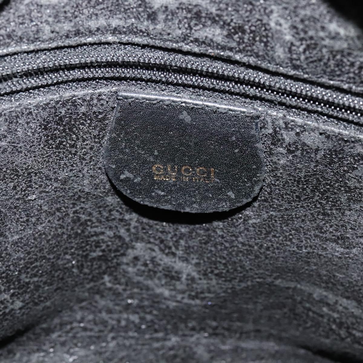 GUCCI Bamboo Hand Bag Leather 2way Black Gold 001 3444 1638 Auth BA755