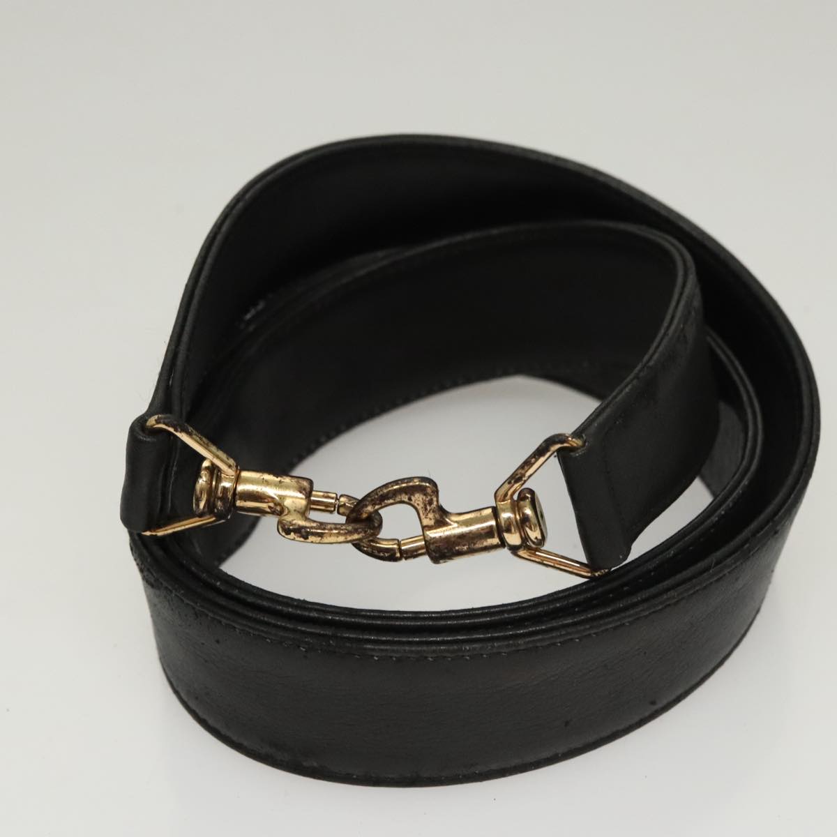 GUCCI Bamboo Hand Bag Leather 2way Black Gold 001 3444 1638 Auth BA755
