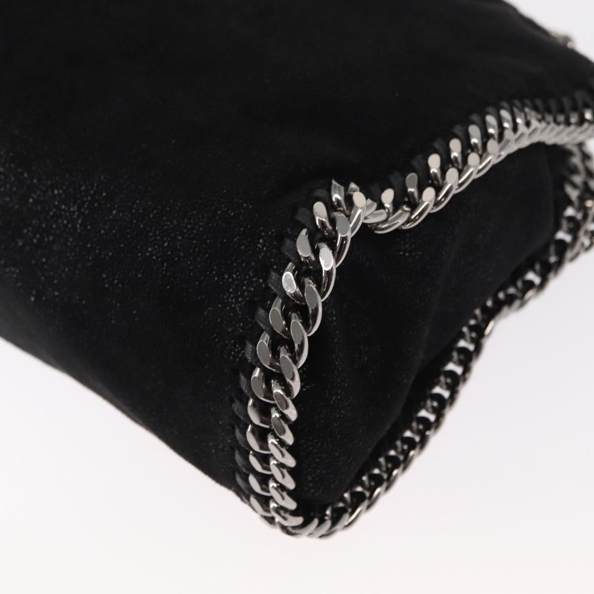 Stella MacCartney Chain Falabella Bag Polyester Black Silver 371223 Auth BA7551