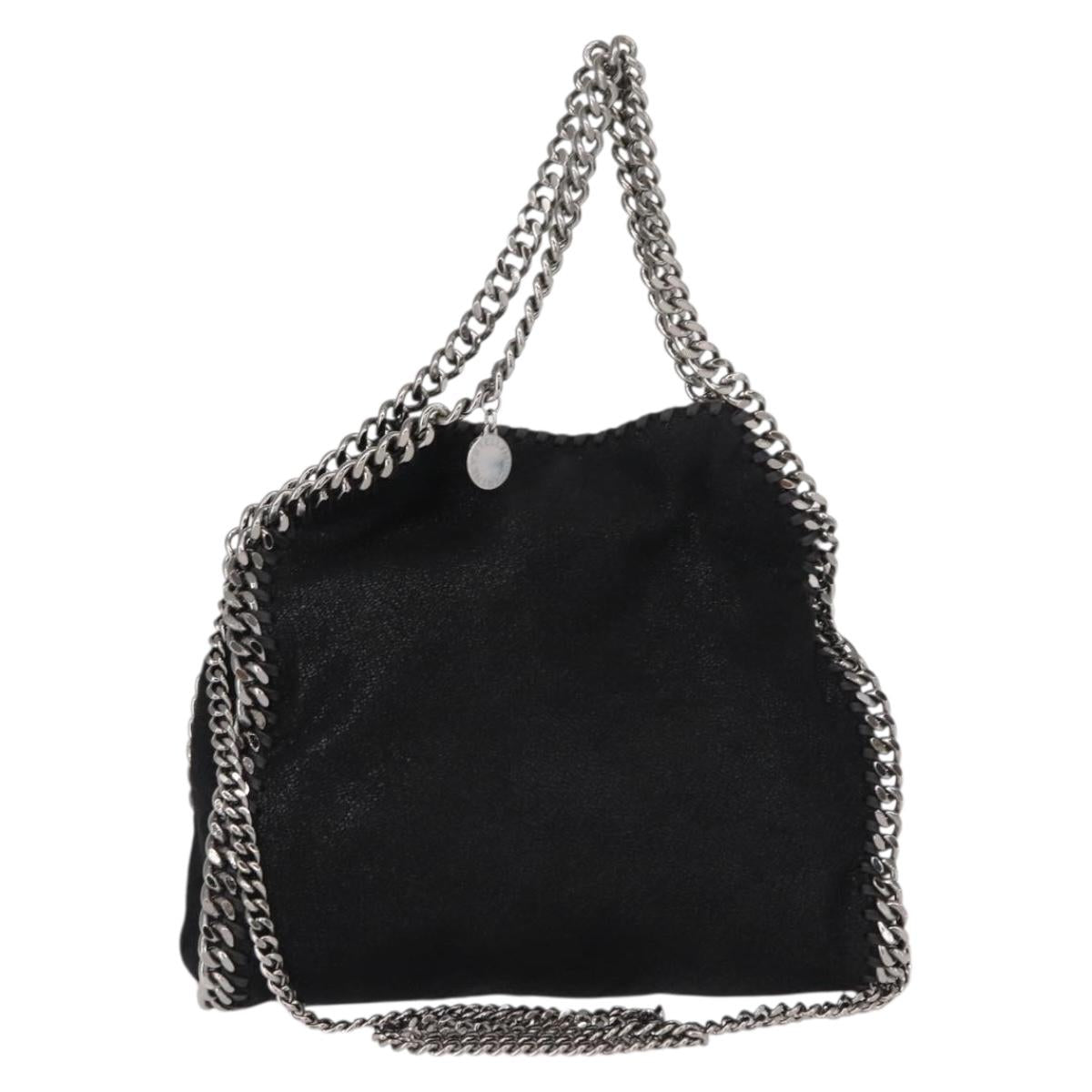 Stella MacCartney Chain Falabella Bag Polyester Black Silver 371223 Auth BA7551