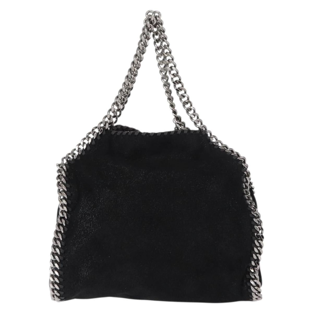 Stella MacCartney Chain Falabella Bag Polyester Black Silver 371223 Auth BA7551