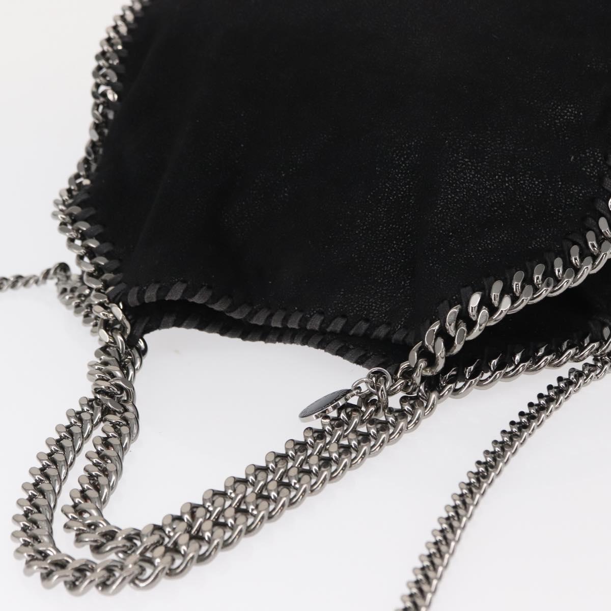 Stella MacCartney Chain Falabella Bag Polyester Black Silver 371223 Auth BA7551