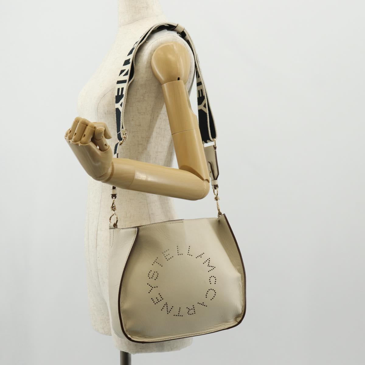 Stella MacCartney Shoulder Bag Leather Beige gold Auth BA7552