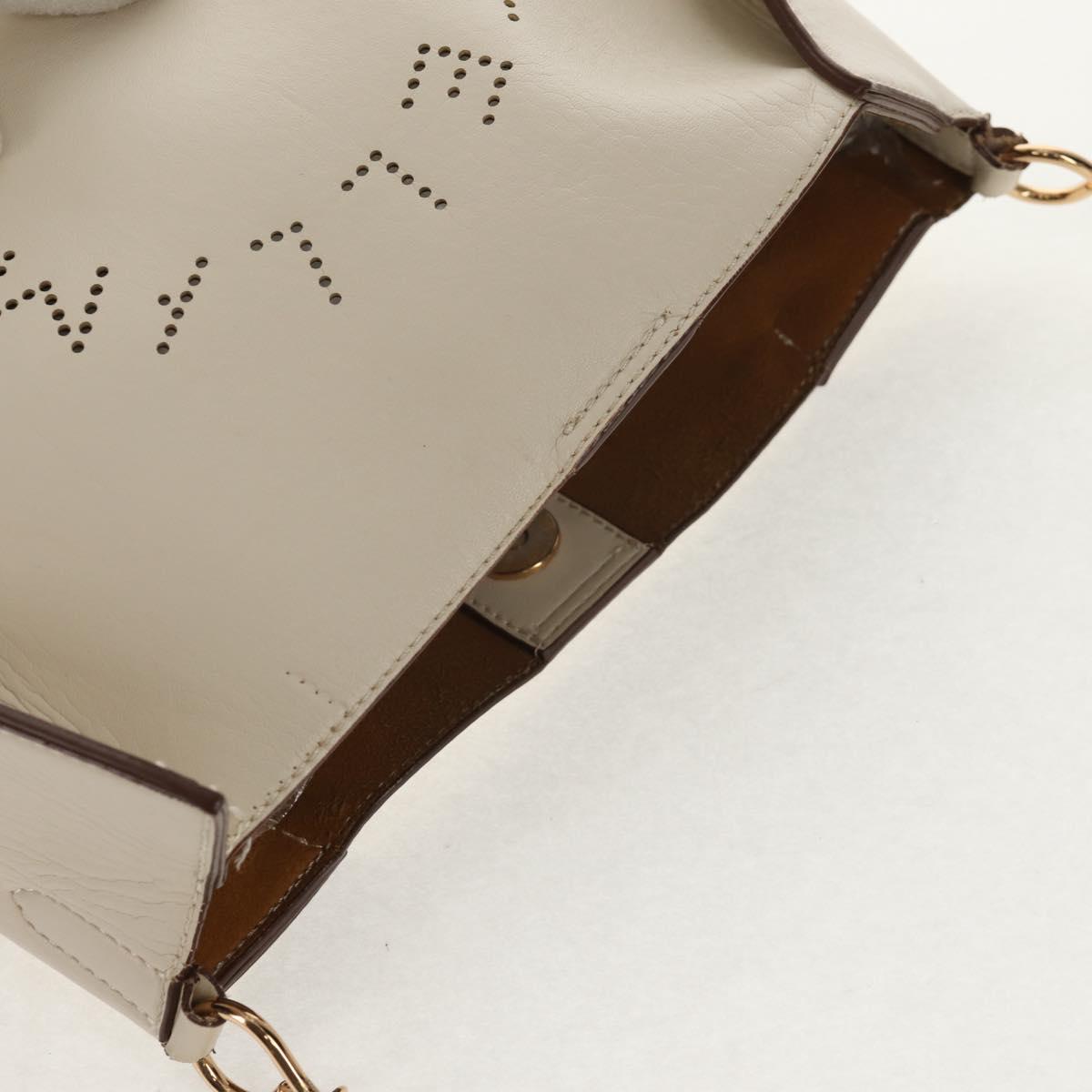 Stella MacCartney Shoulder Bag Leather Beige gold Auth BA7552