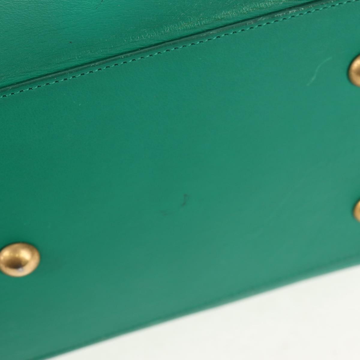 SAINT LAURENT Y Line Petit Kabas Bag Leather Green Gold 311210 Auth BA7553