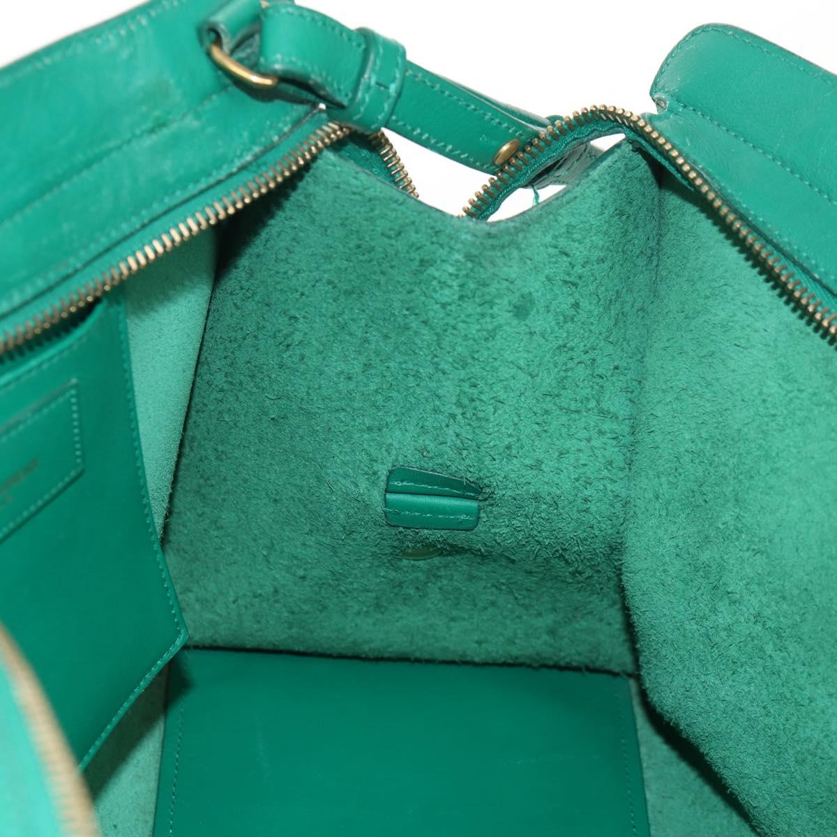 SAINT LAURENT Y Line Petit Kabas Bag Leather Green Gold 311210 Auth BA7553
