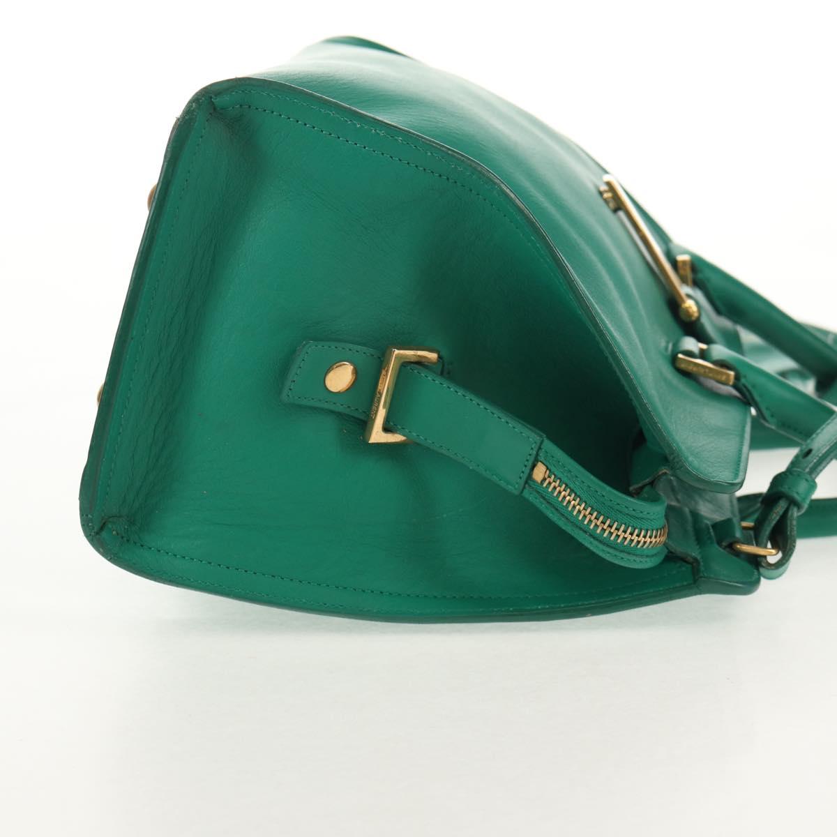 SAINT LAURENT Y Line Petit Kabas Bag Leather Green Gold 311210 Auth BA7553
