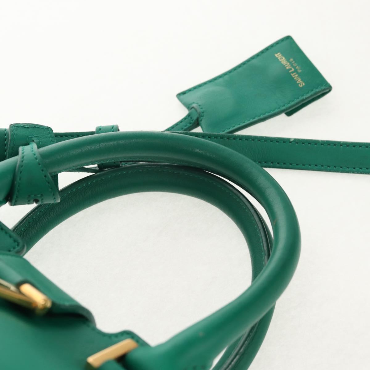 SAINT LAURENT Y Line Petit Kabas Bag Leather Green Gold 311210 Auth BA7553