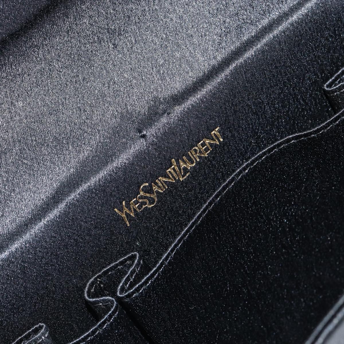 SAINT LAURENT Clutch Bag Satin Black Auth BA7554