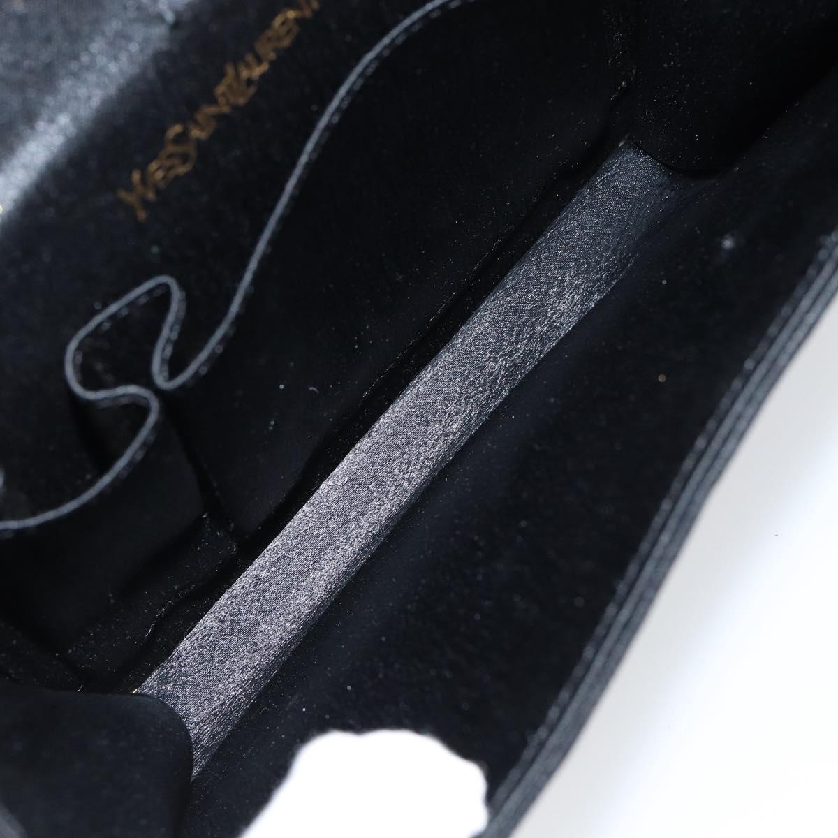 SAINT LAURENT Clutch Bag Satin Black Auth BA7554