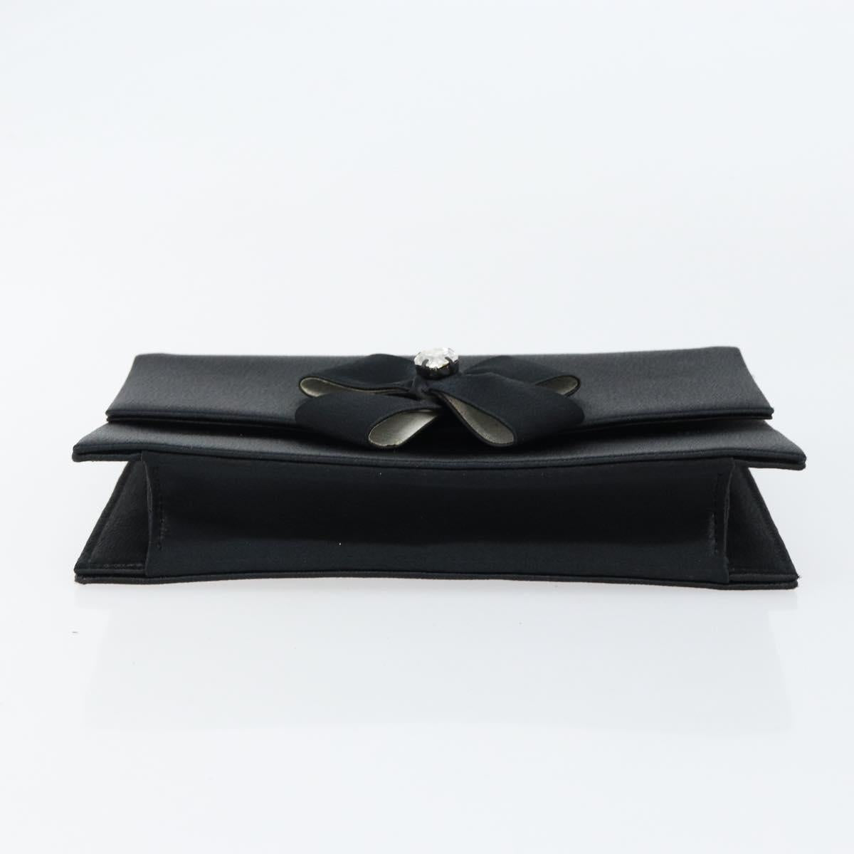 SAINT LAURENT Clutch Bag Satin Black Auth BA7554