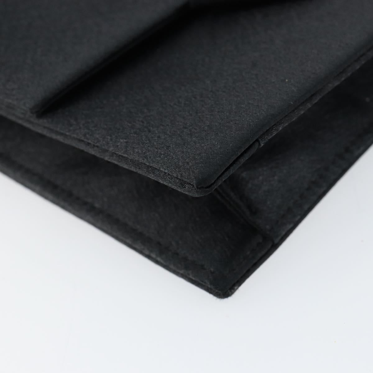 SAINT LAURENT Clutch Bag Satin Black Auth BA7554