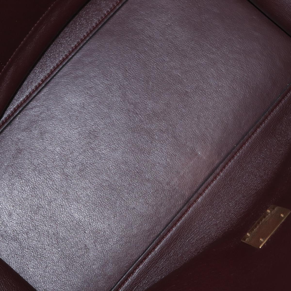 CELINE Trapeze Medium Hand Bag Leather 2way Gray Gold Auth BA7555