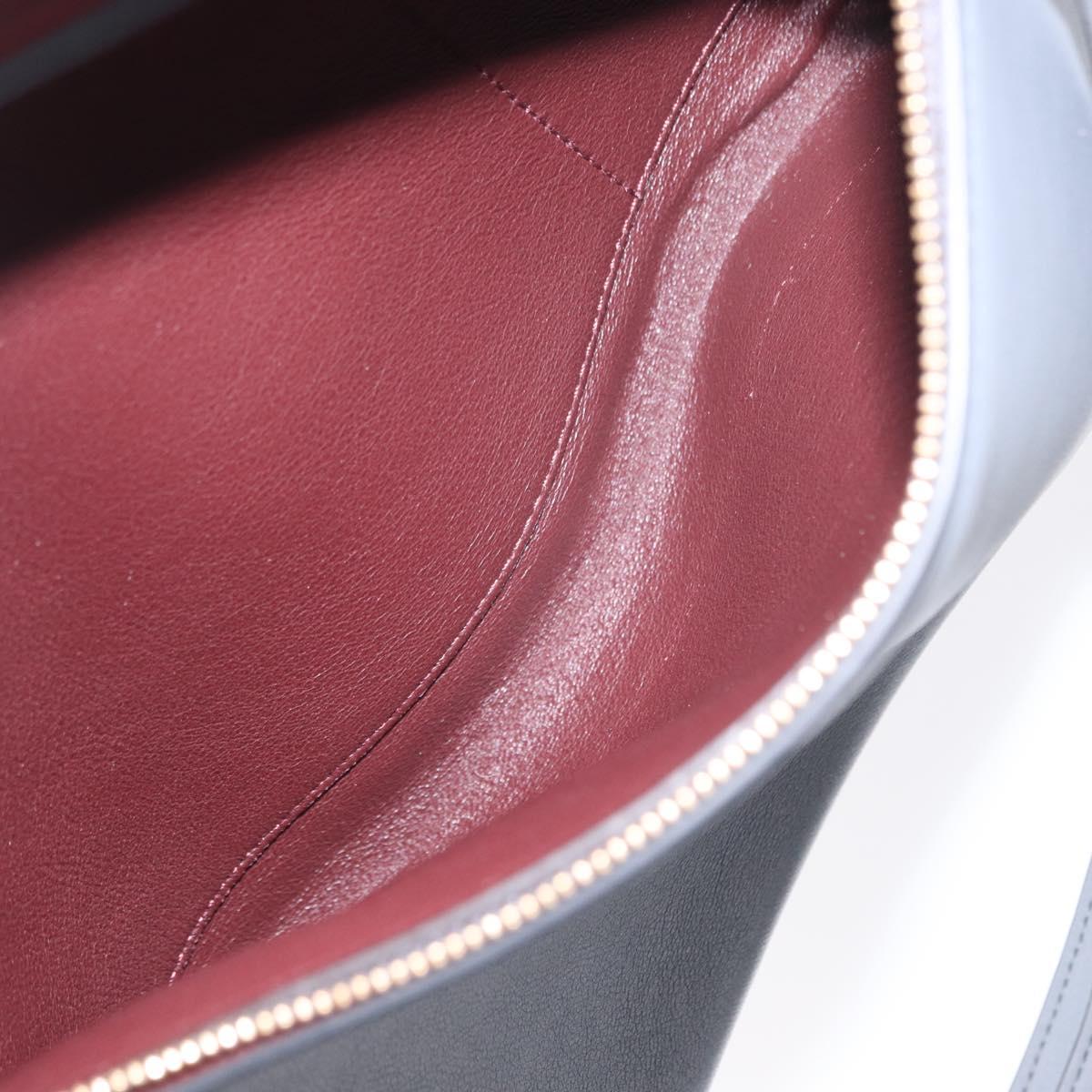 CELINE Trapeze Medium Hand Bag Leather 2way Gray Gold Auth BA7555