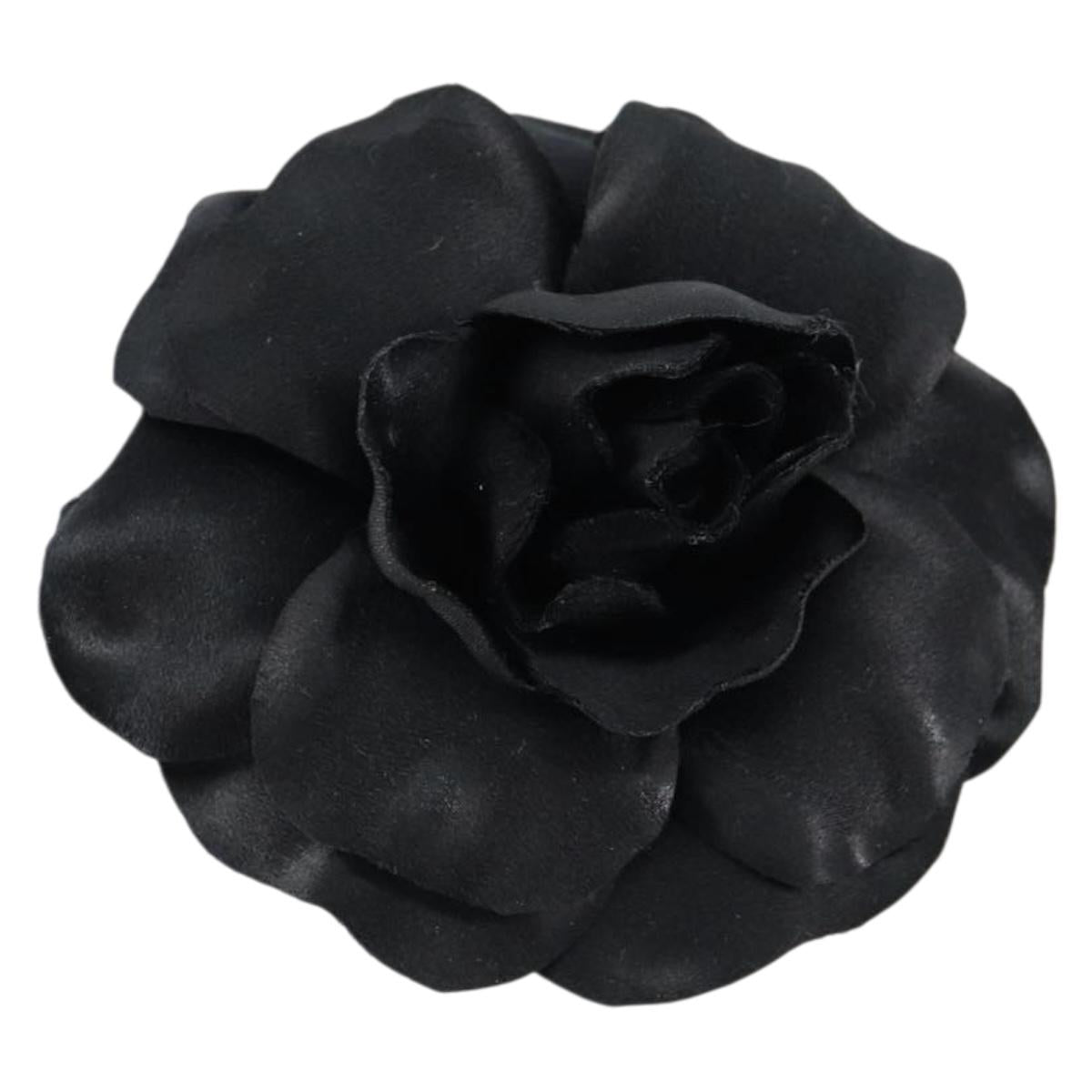 CHANEL Camelia Brooch metal Black CC Auth BA7556