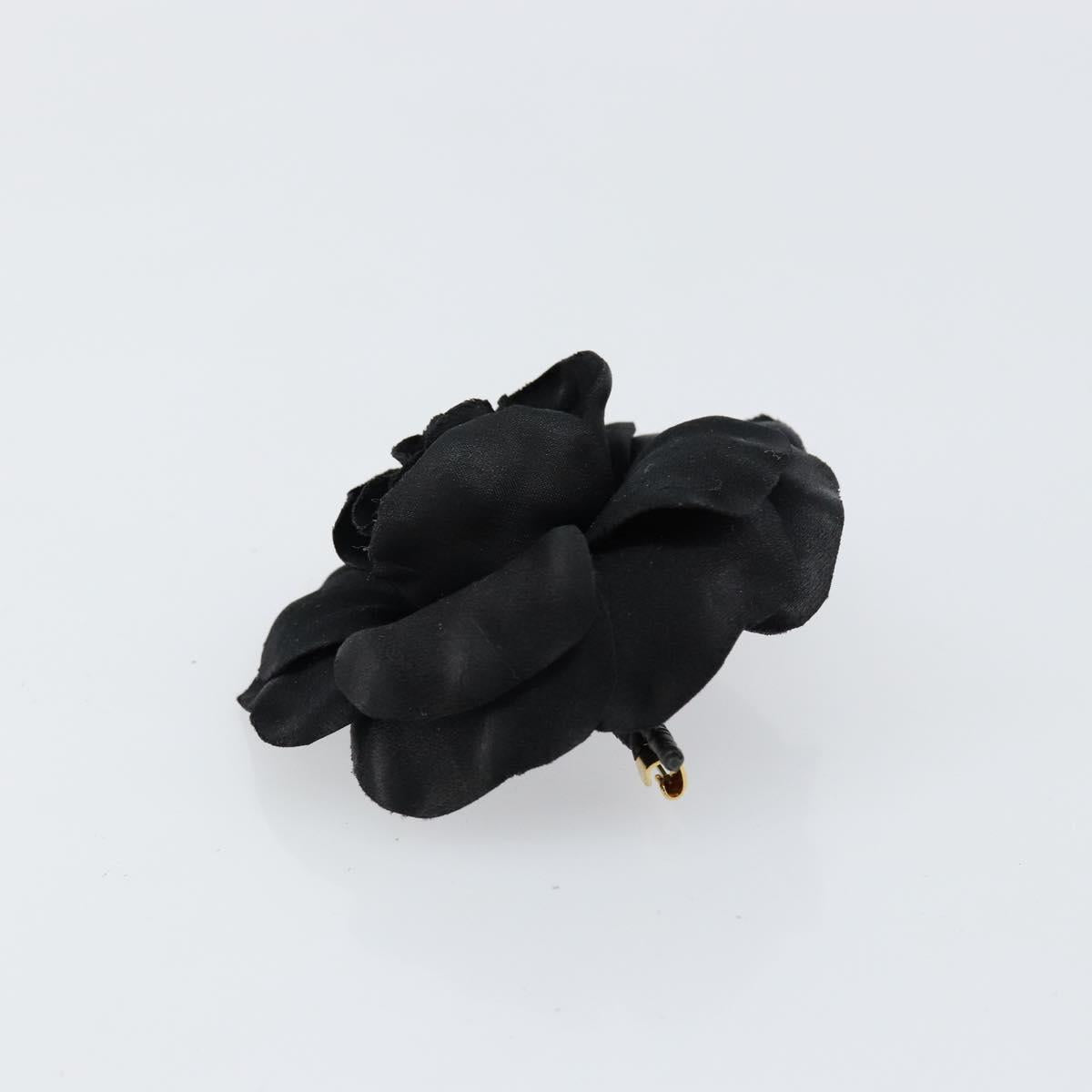 CHANEL Camelia Brooch metal Black CC Auth BA7556