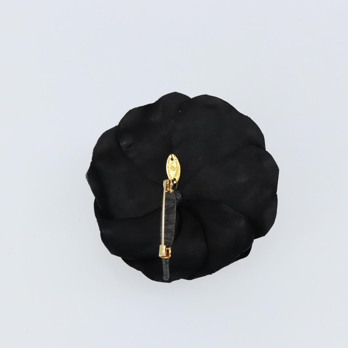 CHANEL Camelia Brooch metal Black CC Auth BA7556