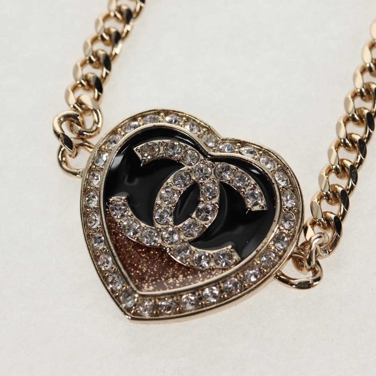 CHANEL Heart Necklace metal Silver CC Auth BA7561M