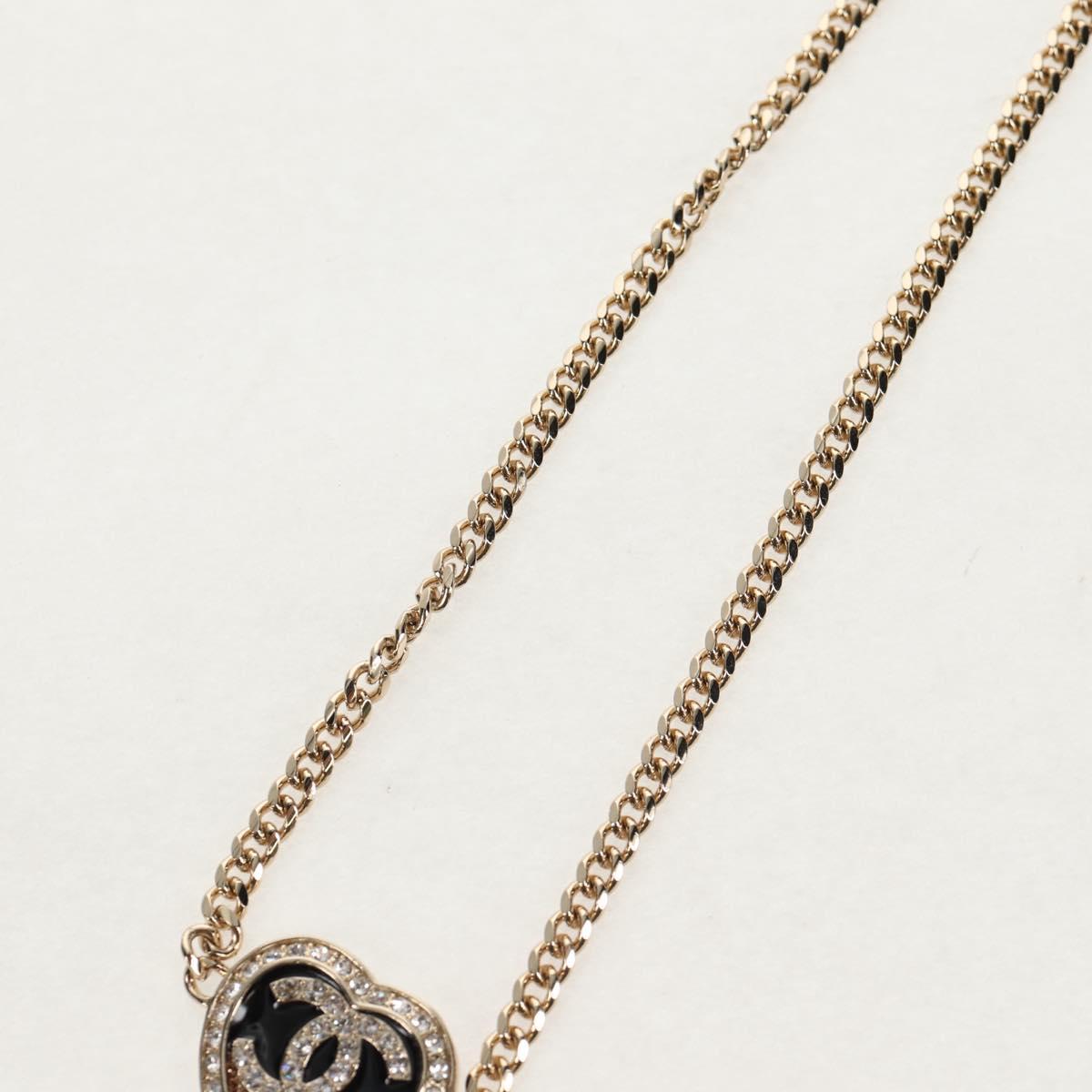 CHANEL Heart Necklace metal Silver CC Auth BA7561M