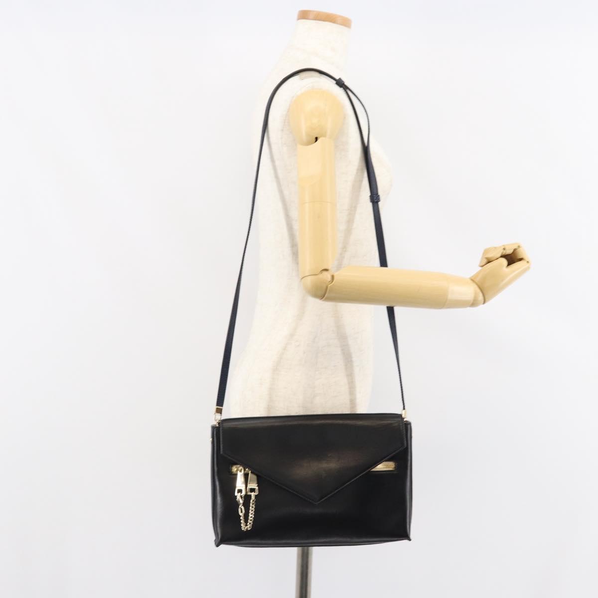 Chloe Shoulder Bag Leather Black Gold Auth BA7568