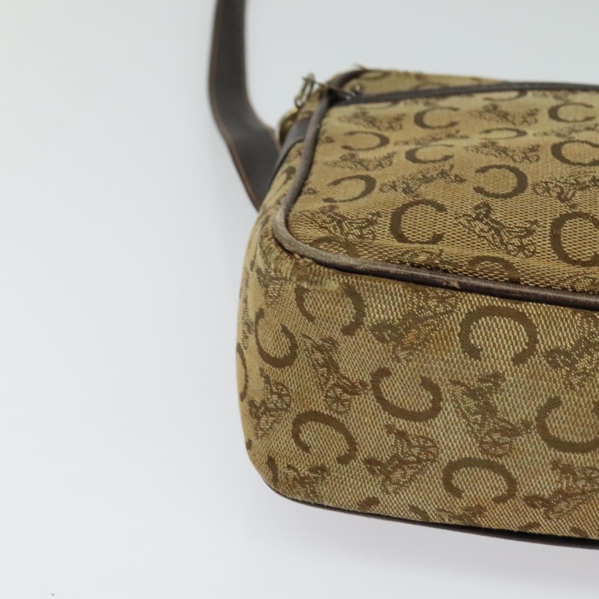 CELINE C Sulky Shoulder Bag Canvas Beige Auth BA757