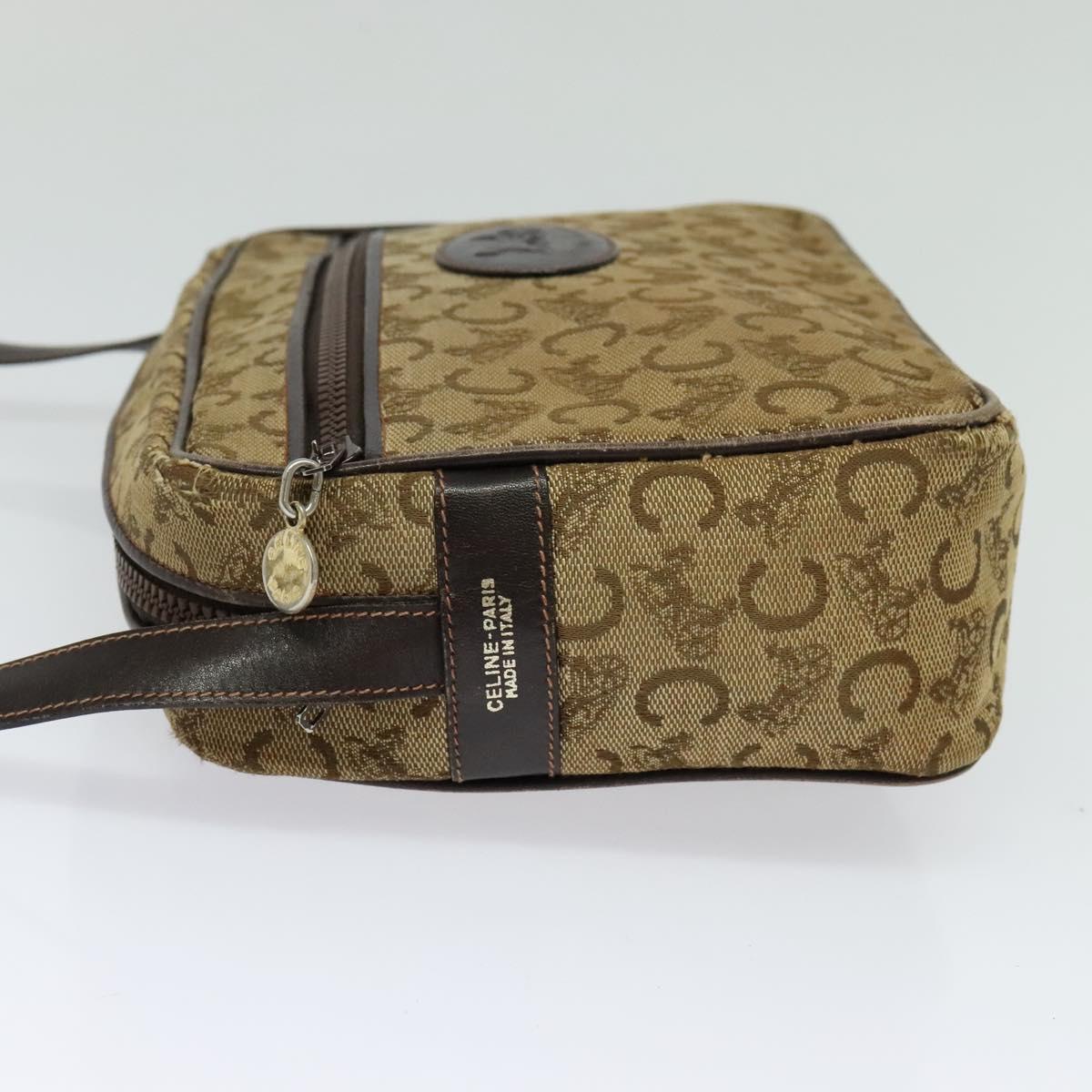 CELINE C Sulky Shoulder Bag Canvas Beige Auth BA757