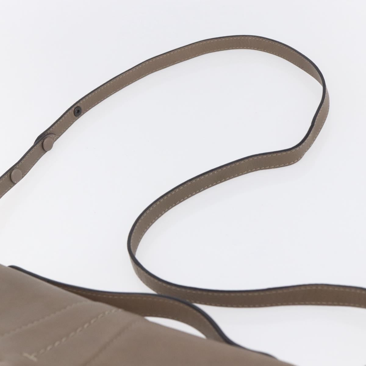 BALLY Shoulder Bag Leather Beige Gold Auth BA7570