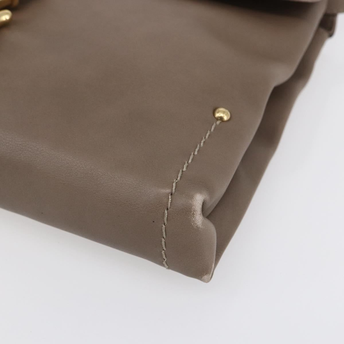 BALLY Shoulder Bag Leather Beige Gold Auth BA7570